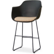 Nino-Liz barkruk zwart met nougatbruin zitkussen - zwart onderstel - 7...