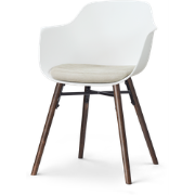 Nena-Liz eetkamerstoel wit met naturelbeige zitkussen - walnoot houten...