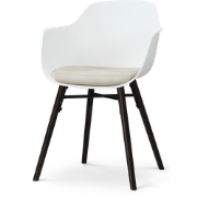 Nena-Liz eetkamerstoel wit met naturelbeige zitkussen - zwart houten o...