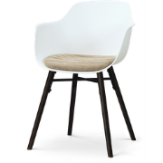 Nena-Liz eetkamerstoel wit met nougatbruin zitkussen - zwart houten on...
