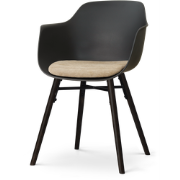 Nena-Liz eetkamerstoel zwart met nougatbruin zitkussen - zwart houten ...
