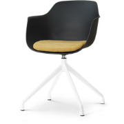 Nola-Liz draaibare eetkamerstoel zwart met warm oker zitkussen - wit o...