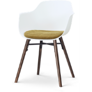 Nena-Liz eetkamerstoel wit met mosgroen zitkussen - walnoot houten ond...