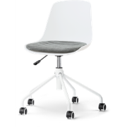 Nout-Liv eetkamerstoel wit met zeegrijs zitkussen - wit onderstel