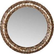 PTMD Chelsae Bronze Poly Round Shell Mirror Large