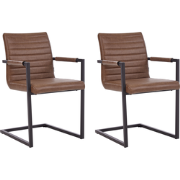 BUFORD - Eetkamerstoel set van 2 - Bruin - Kunstleer