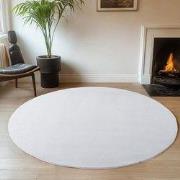 JOY Effen Soft Rond Vloerkleed – 100% Polyester – Anti-Slip - Wit- 80 ...