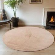 JOY Effen Soft Rond Vloerkleed – 100% Polyester – Anti-Slip - Beige- 1...