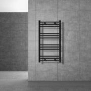 Badkamerradiator Sahara 500x800 mm zwart mat recht met zijaansluiting ...