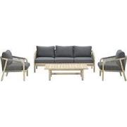 Santos loungeset - 4-delig - acaciahout  white wash-rope dgrijs- mgrey