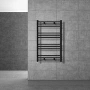 Badkamerradiator Sahara 600x800 mm zwart mat recht met zijaansluiting ...