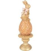 Clayre & Eef Decoratie Beeld Konijn Ø 8x27 cm Bruin Kunststof