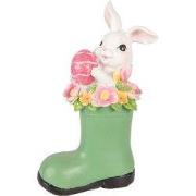 Clayre & Eef Decoratie Beeld Konijn 13x8x20 cm Wit Kunststof