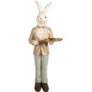 Clayre & Eef Decoratie Beeld Konijn 20x20x56 cm Wit Kunststof
