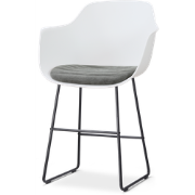 Nino-Liz barkruk wit met zeegrijs zitkussen - zwart onderstel - 65 cm