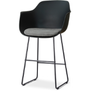 Nino-Liz barkruk zwart met zeegrijs zitkussen - zwart onderstel - 75 c...