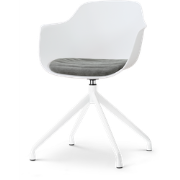 Nola-Liz draaibare eetkamerstoel wit met zeegrijs zitkussen - wit onde...