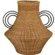 Mica Decorations Fabiola Decoratie Vaas - H43 x Ø30 cm - Rotan - Bruin
