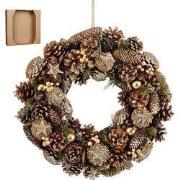 Mica Decorations Brant Kerstkrans met Dennenappels - H9 x Ø45 cm - Bru...