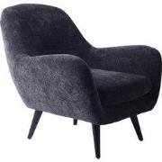 PTMD Donny Anthracite Fauteuil Black Wooden Legs