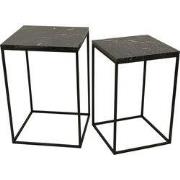 PTMD Volos Set Of 2 Side Tables Brown Marble