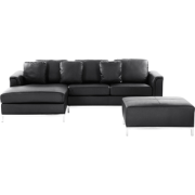 OSLO - Hoekbank met ottomaan - Zwart - Rechterzijde - 270 cm - Leer