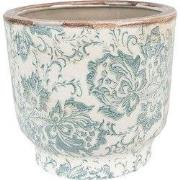 Clayre & Eef Bloempot Ø 17x15 cm Groen Beige Keramiek Bloemen
