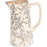 Clayre & Eef Decoratie Kan 16x11x20 cm Beige Grijs Keramiek Bloemen