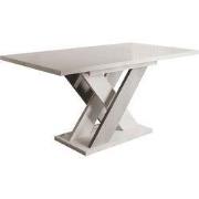Meubella - Eetkamertafel Xandra - Wit hoogglans - 160 cm - Uitschuifba...