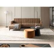 ABERDEEN - Slaapbank - Bruin - Rechtszijdig - Kunstleer