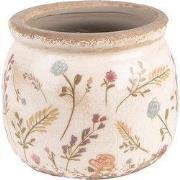 Clayre & Eef Bloempot Ø 12x9 cm Roze Beige Keramiek Bloemen