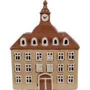Clayre & Eef Waxinelichthouder Huis 20x10x26 cm Beige Bruin Keramiek
