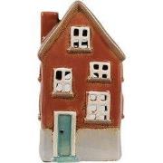 Clayre & Eef Waxinelichthouder Huis 10x8x18 cm Oranje Keramiek