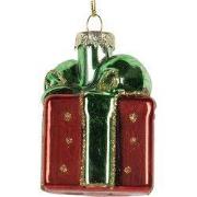 Clayre & Eef Kersthanger Cadeau 4x4x6 cm Rood Glas