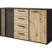 Meubella - Clover - Dressoir - Eiken/Zwart - 143x34x82 cm