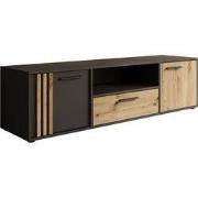 Meubella - Clover - TV-Meubel - Eiken/Zwart - 163x42x44 cm