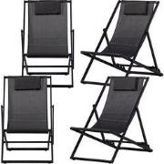 WOOOD Strandstoelen Esper - Aluminium - Zwart - 74x61x102 - Set van 4