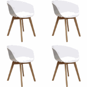 Set van 4 Eetkamerstoelen Herning Scandinavisch Wit – Kunststof en Beu...