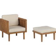 BARATTI  - Tuinstoel met ottomaan  - Lichtbeige - Acaciahout