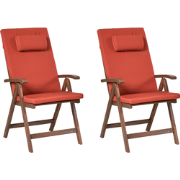 AMANTEA PREMIUM - Tuinstoel set van 2 - Rood - Acaciahout