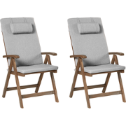 AMANTEA PREMIUM - Tuinstoel set van 2 - Grijsmelange - Acaciahout