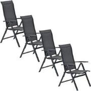 Garden Impressions Siena tuinstoel verstelbaar donker grijs - 4 stuks