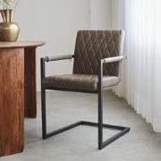 Industriële Eetkamerstoel Taupe Ruben - Met Armleuningen