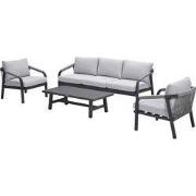 Monti loungeset - 4-dlg. - carbon black -  rope taupe - valley sand