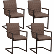 Set van 4 Eetkamerstoelen Ruben Industrieel Taupe - Kunstleer - Met Ar...