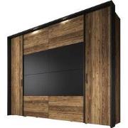 Meubella - Kledingkast Jacob - Zwart - Eiken - 280 cm