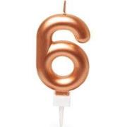Verjaardagskaars nr 6 rosegoud