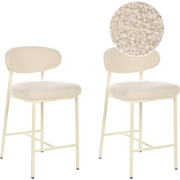 UNITY - Set van 2 barstoelen - Lichtbeige - Bouclé