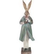 Clayre & Eef Decoratie Beeld Konijn 14x11x48 cm Goudkleurig Kunststof