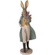 Clayre & Eef Decoratie Beeld Konijn 17x15x53 cm Goudkleurig Kunststof